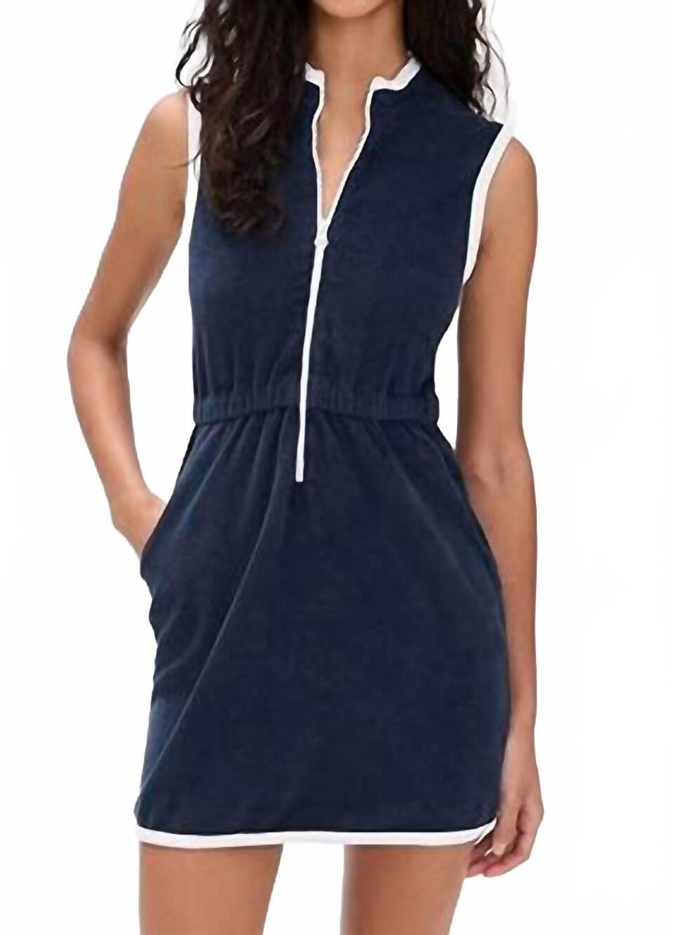 NEW KULE terry sleeveless mini dress in navy